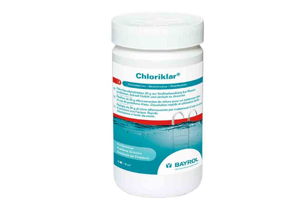4531112 Bayrol, ХЛОРИКЛАР (Chloriklar), быстрорастворимый хлор для дезинфекции воды, 1 кг банка, табл.20гр